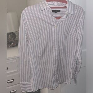Banana republic button down white gray/blue and pink stripe